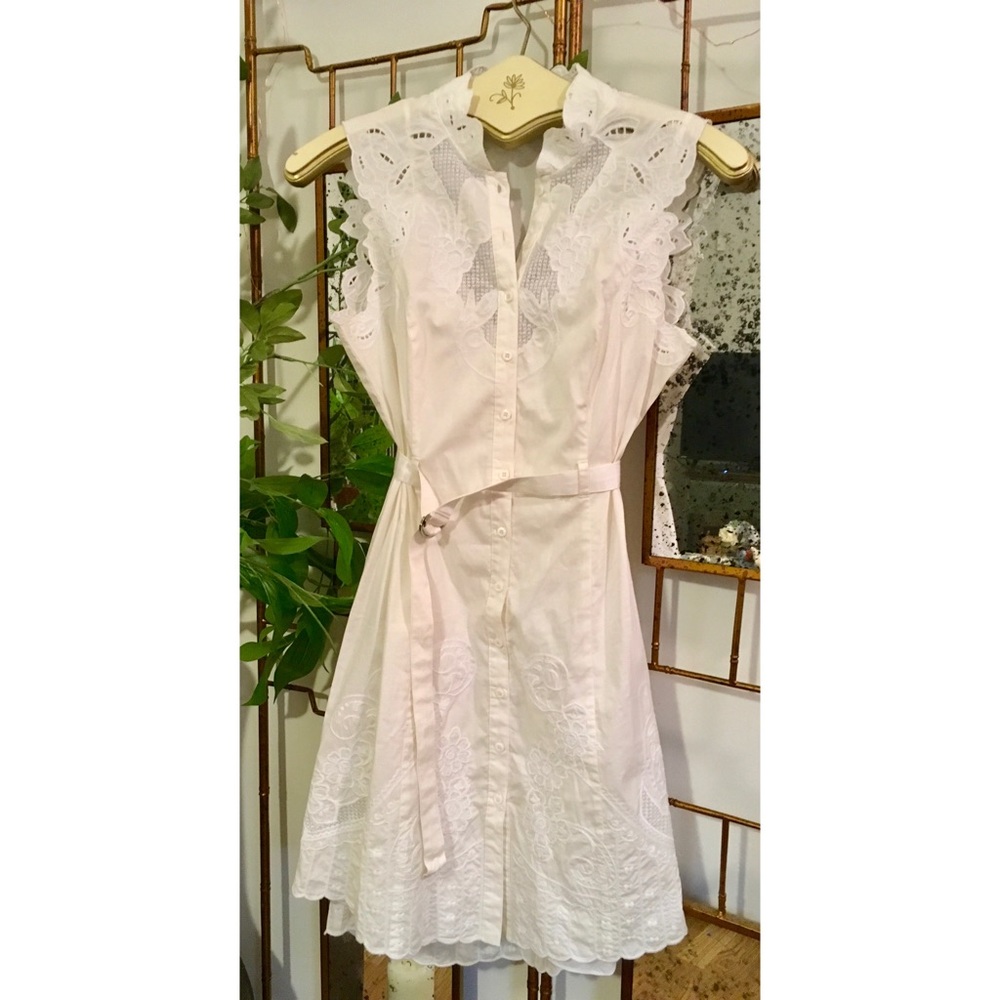 Karen Millen vintage cotton white lace dress sz 6